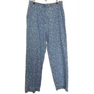 Koret City Blues Jeans Womens 14 Blue Denim Floral Side Elastic Pockets VTG